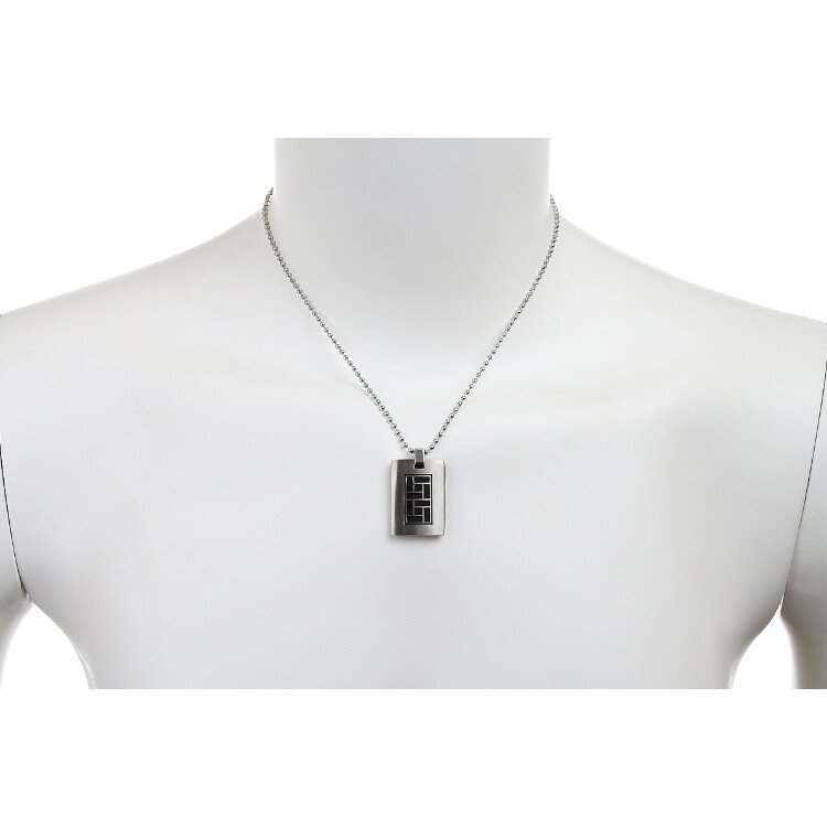 Stainless Steel Solid Tablet Pendant Chain Jewellery, Mens Art Deco Style Gift - Image 3
