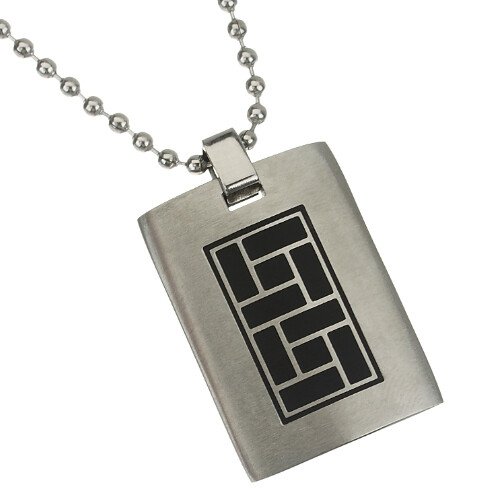 Stainless Steel Solid Tablet Pendant Chain Jewellery, Mens Art Deco Style Gift - Image 4