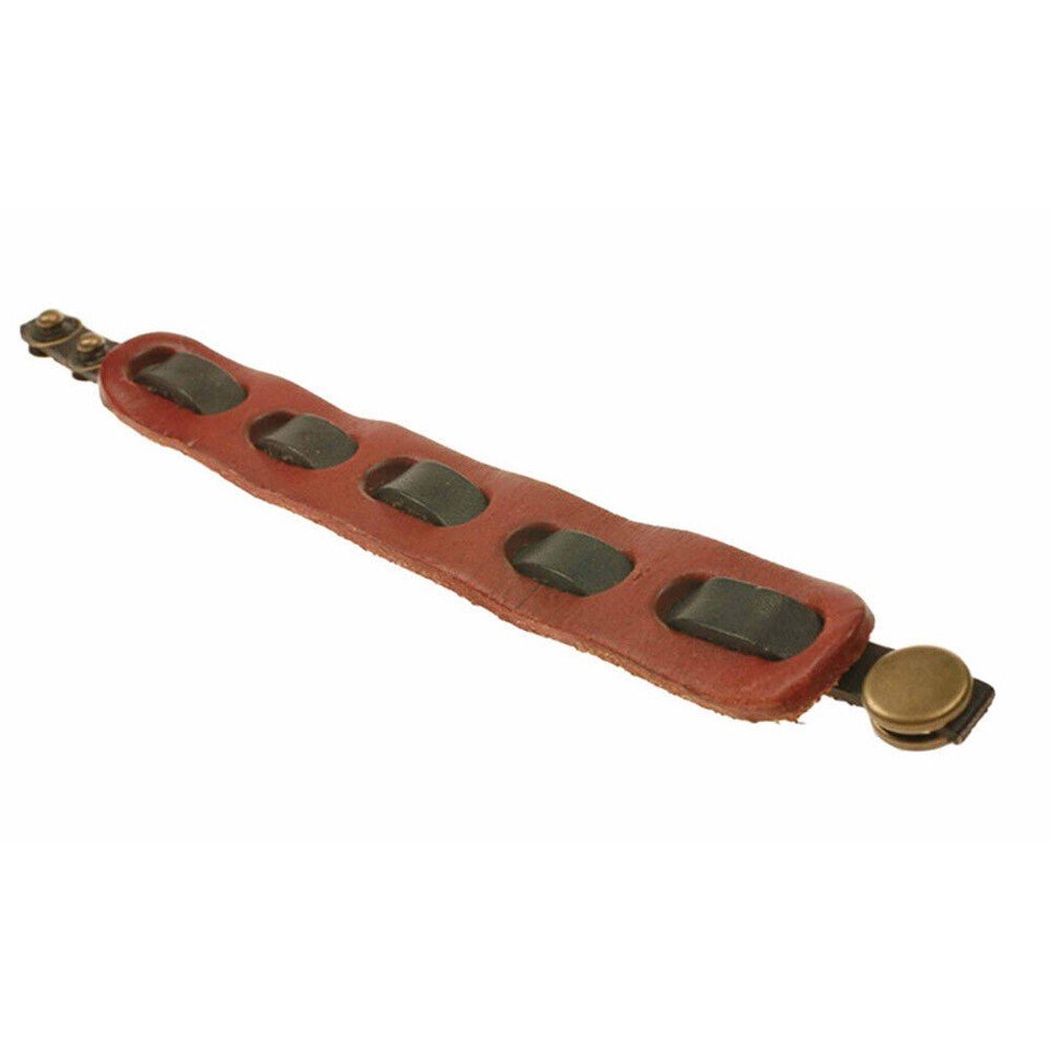 Red Adjustable Genuine Leather Wrist Strap With Solid Brown Leather Tape - Image 4