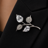 Leaf & Pear Drop Brooch Pin, Womens Lapel Jewelry, Czech Crystal, SALE (2Pc) - Thumbnail Image 2