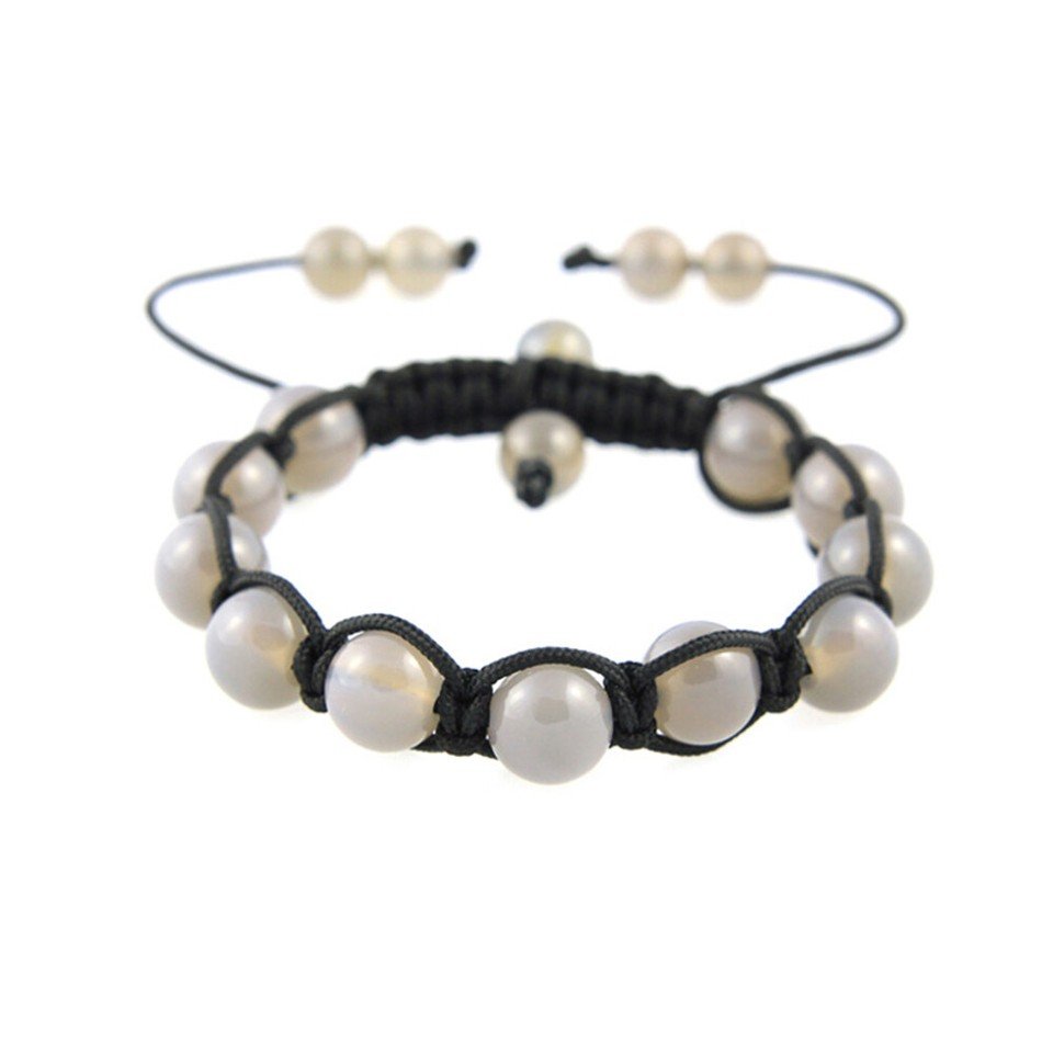 Natural Agate Shamballa Mens & Womens Bead Bracelet Black Tibetan Under £20 Gift - Image 4