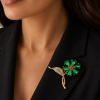 6 Leaf Clover Brooch Pin, Classic Timeless Jewellery, Swarovski Crystal Elements - Thumbnail Image 1