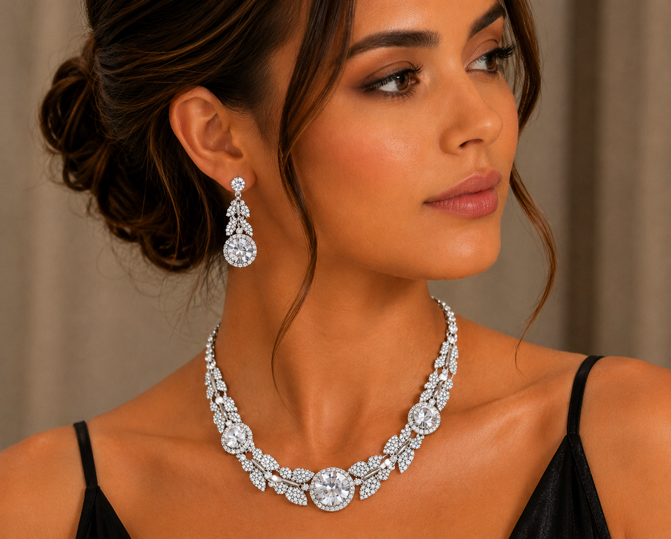 Jewellery Set, Necklace, Earrings, Swarovski Crystal Elements & Zirconia Crystals - Image 16