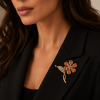 6 Leaf Clover Brooch Pin, Classic Timeless Jewellery, Swarovski Crystal Elements - Thumbnail Image 7